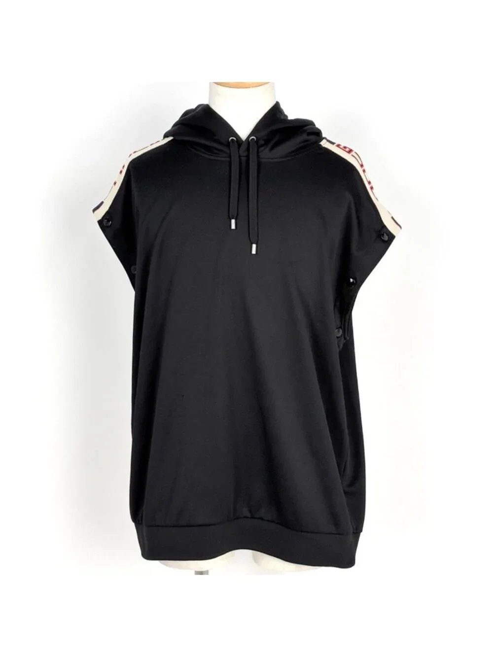 Gucci Technical Jersey Pullover Hoodie 2-Way Top Polyester Cotton Black